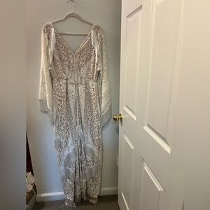Vintage Lace Bohemian Fringe Dress Custom Made Bridal Wedding Maternity